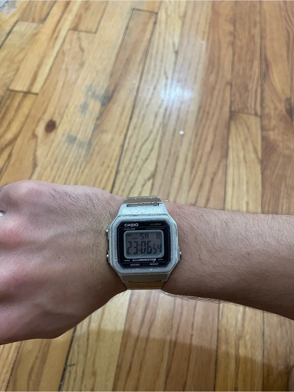 Casio Silver Digital Illuminator Watch with Rectangular Face